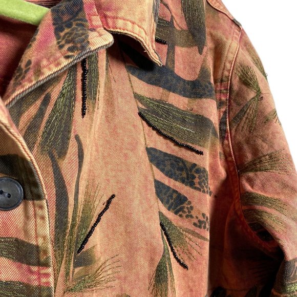 VTG Chico's Design Palm Leaf Denim Jacket, 12 - Picture 7 of 10